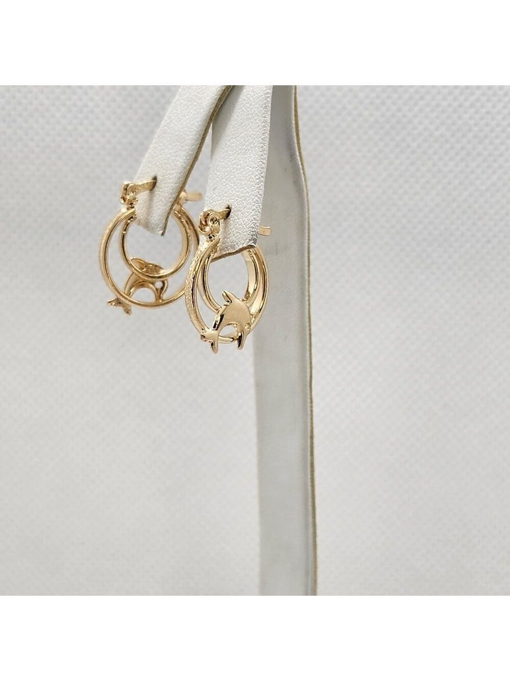 Brand New Brazilian 18k Gold Filled Dolphin Hoop Earrings
